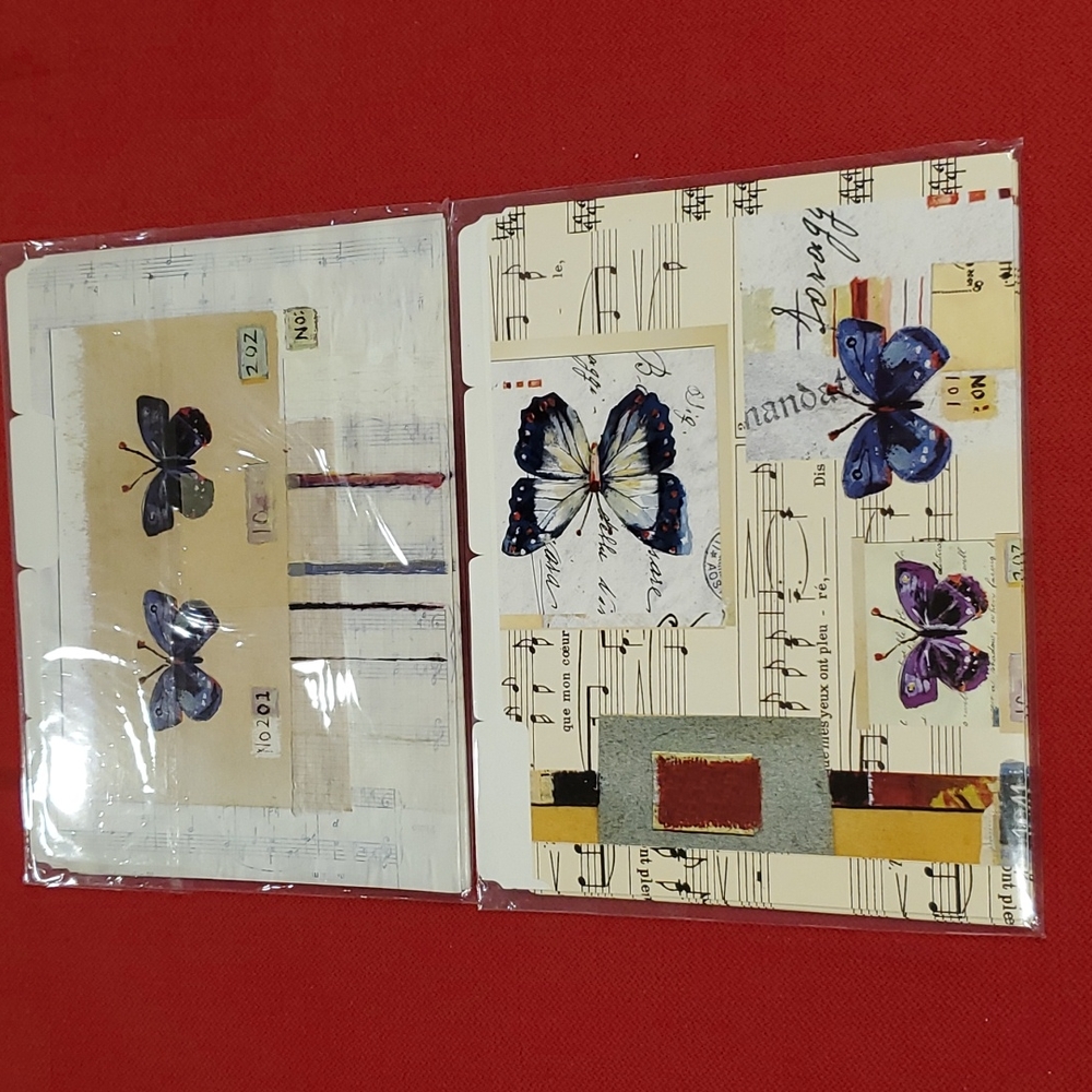8 Butterfly themed file folders 8.5 x 11.5 2 designs NWOT Garden Whimsy Music
